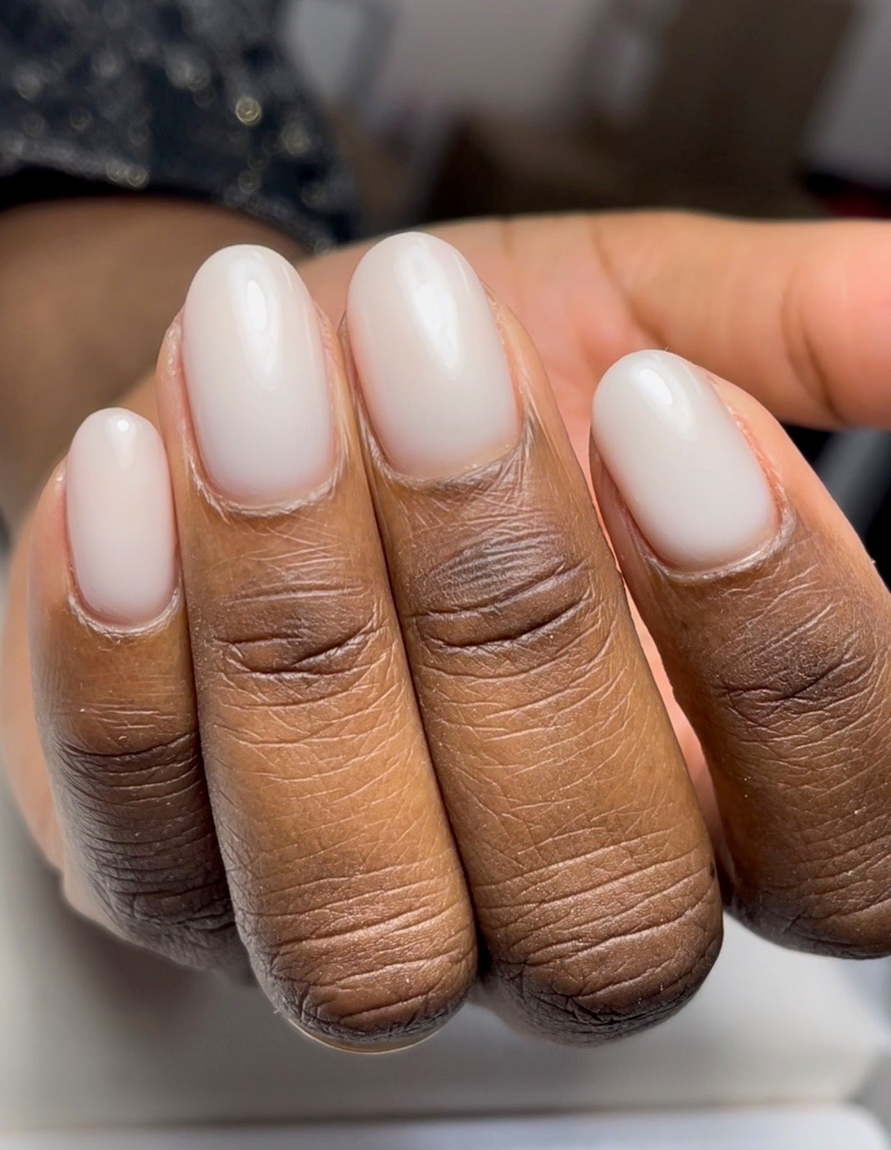Milky White Hard Gel as an overlay